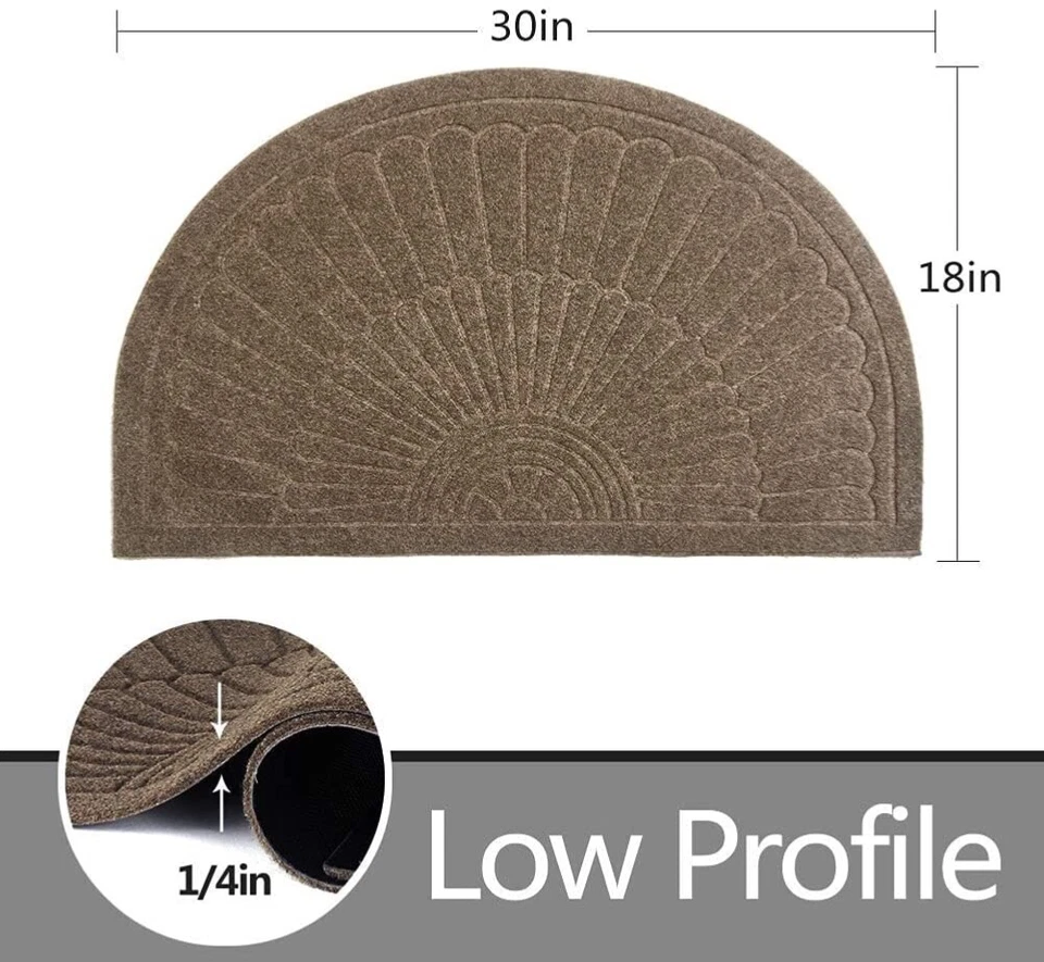 Felpudo de goma para interiores y exteriores medio redondo alfombrilla de puerta delantera antideslizante piso de respaldo M Foto 2 de 4