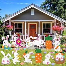 12 Pcs Easter Yard Signs Outdoor Stakes Decorations Eggs...