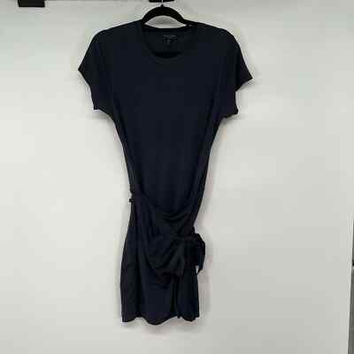 Rag & Bone Tie Fastening Mini Dress Women's Sz S Navy Blue Short Sleeve Pullover