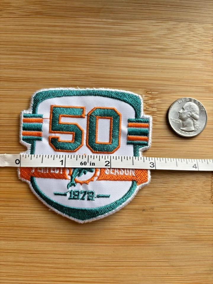 Вышитая нашивка Miami Dolphins Perfect Season 50th Anniversary бесплатная доставка - Изображение 3 из 4