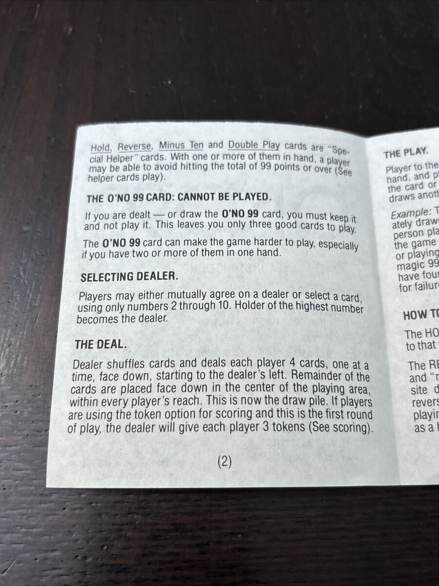 Vintage 1980 O'NO 99 Complete Card Game with instructions Vintage 1980 O'NO 99 Complete Card Game with instructions