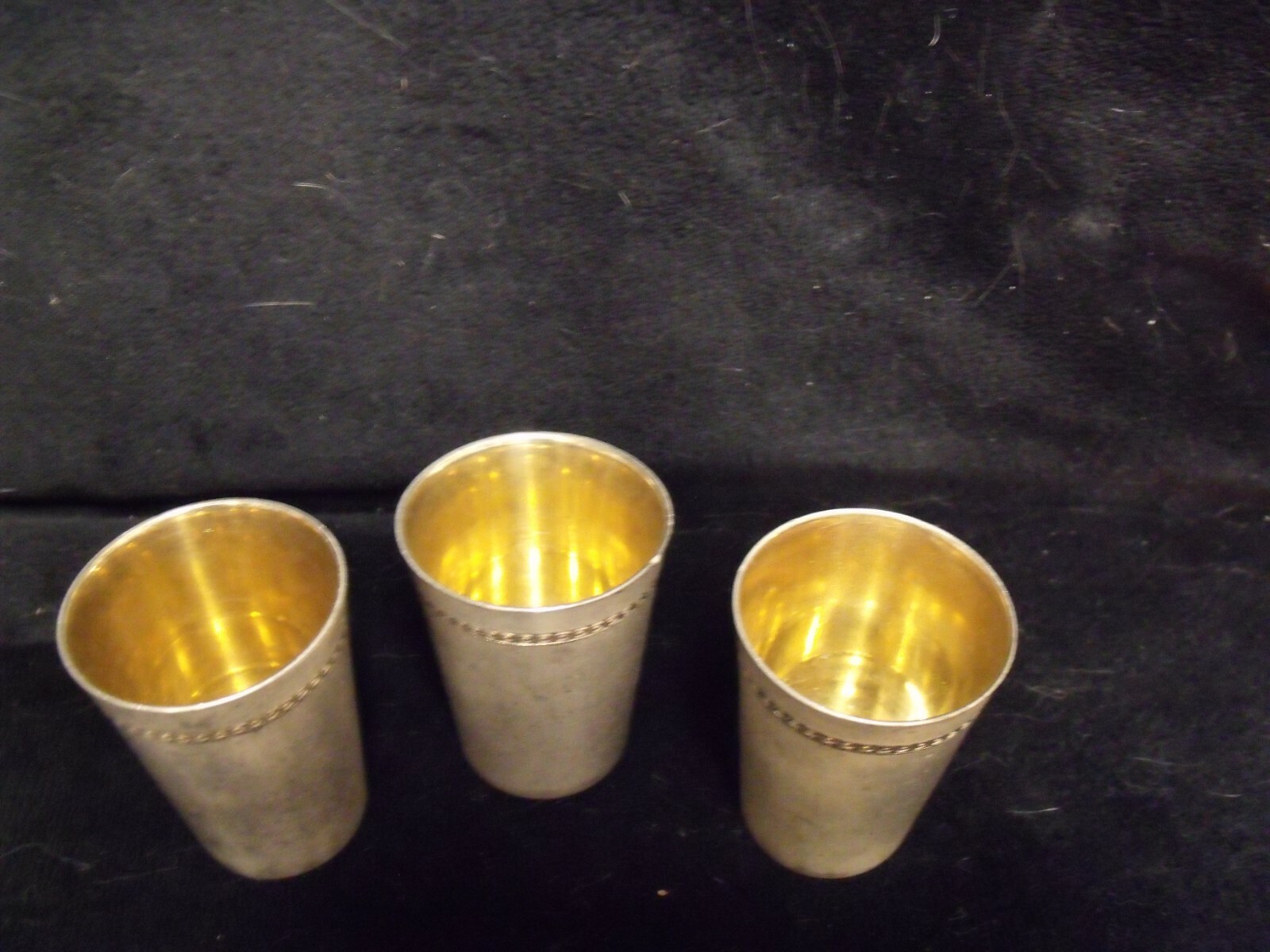 SET OF 3 VINTAGE GOLD WASH GERMAN SILVER SHOT GLASSES eBay