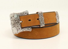 Brown Leather Belt NOCONA SILVER Buckle-Set COWGIRL N3497744 20