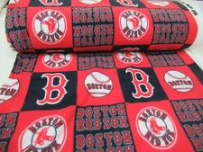 MLB BOSTON RED SOX fleece fabric PRO GRID Design 1 1/2 yds (6565) Fan Shop
