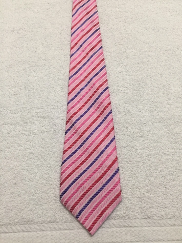 CORBATA HOMBRE GEORGE MARTIN ROSA ROJO VIOLETA RAYAS DIAGONALES 3,5 X 62 Foto 2 de 4