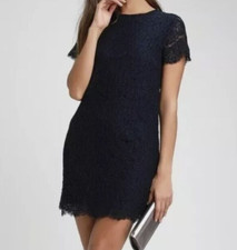 Lulus Take Me To Brunch Lace Shift Dress Navy Blue XL NEW Lined