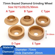Gold Brazed Diamond Grinding Wheel Diameter Disc Demi-bullnose Edge Profile 75mm
