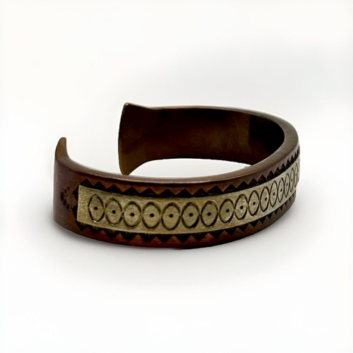 Native American Heavy Sterling Silver & Pure Copper Hand Tooled Cuff Bracelet - Picture 8 of 10