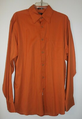 NWOT LINCS DC & Company Men s Long Sleeve Button Down Silk Blend Shirt L Orange