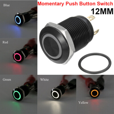 4Pin 12mm 12V Car LED Power Momentary Push Button Metal ON/OFF Switch ...