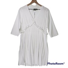 NWT NEW Asos Design Pleated Smock Mini Dress 4 White Ruffle Tunic