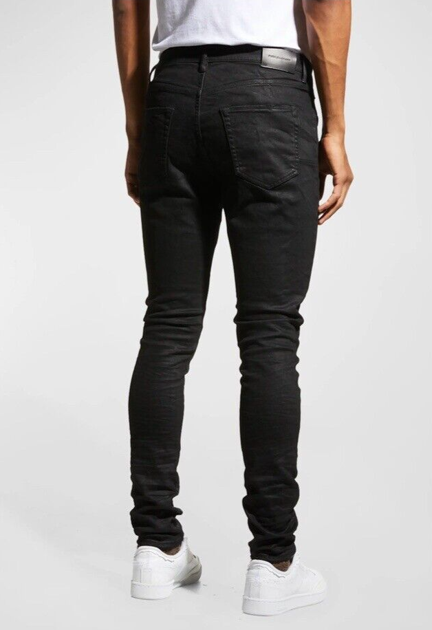 Perochi様4 PURPLE BRAND Men's P001 Black Resin Skinny Jeans Size 40x34