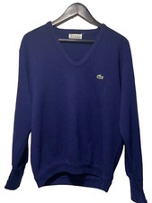 Vintage 70s Izod Lacoste Knit Sweater Orlon Acrylic Navy Blue Size Large USA