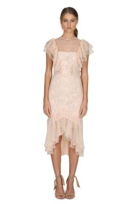 Cooper St Kleid Rosie Lace Ruffle Dress Nude 36 (AU8)  Nude Spitze Midi