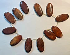 OVAL SMOOTH CARAMEL COLOR  50X24X7 MM FOSSIL CORAL AGATE  BEADS 16"  WHOLESALE