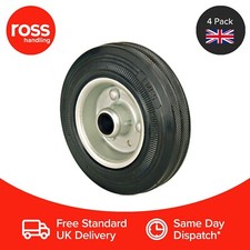 Set of 4 150mm Rubber Wheels Plain Bearings Replacement Trolley Wheels UK Seller