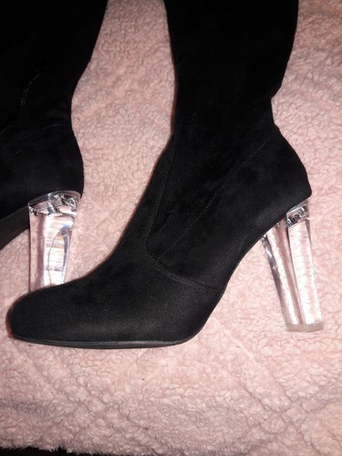womens thigh high boots Clear Acrylic 
