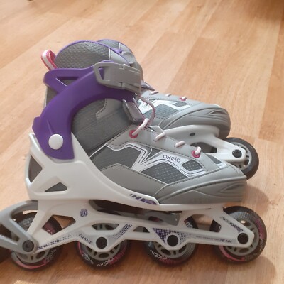 Oxelo uk us Skate roller fit junior purple decathlon grey white  purple UK