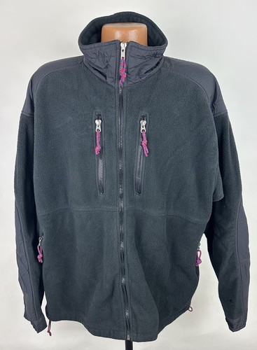 Vintage 90s EMS Fleece Jacket MENS XXL Black Full Zip Outdoor Hiking USA MADE