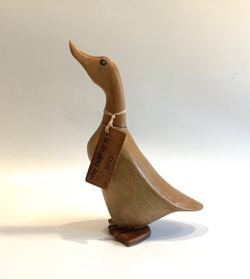 Dcuk Duck Hand-Carved Bamboo Wood  My Name Is Tina  8 inch