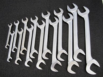 Vintage Snap-on 14pc SAE 4 Way Angle Open End Wrench Set VS814A Underline USA