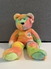Ty Beanie Buddy “Large Peace” Tie Dye Bear Retired 1999 Vintage (14 inch)