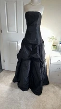 Black Taffeta Ball Gown Princess Prom A-line Occasion Corset Dress uk 10 NEW