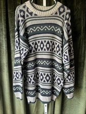 Vintage Scandia Sweater L Knit Pullover Chunky Geometric 80s 90s Made In USA