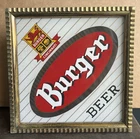 Burger Beer Advertising Sign Light Vintage Reverse Glass Rare Circa 1950