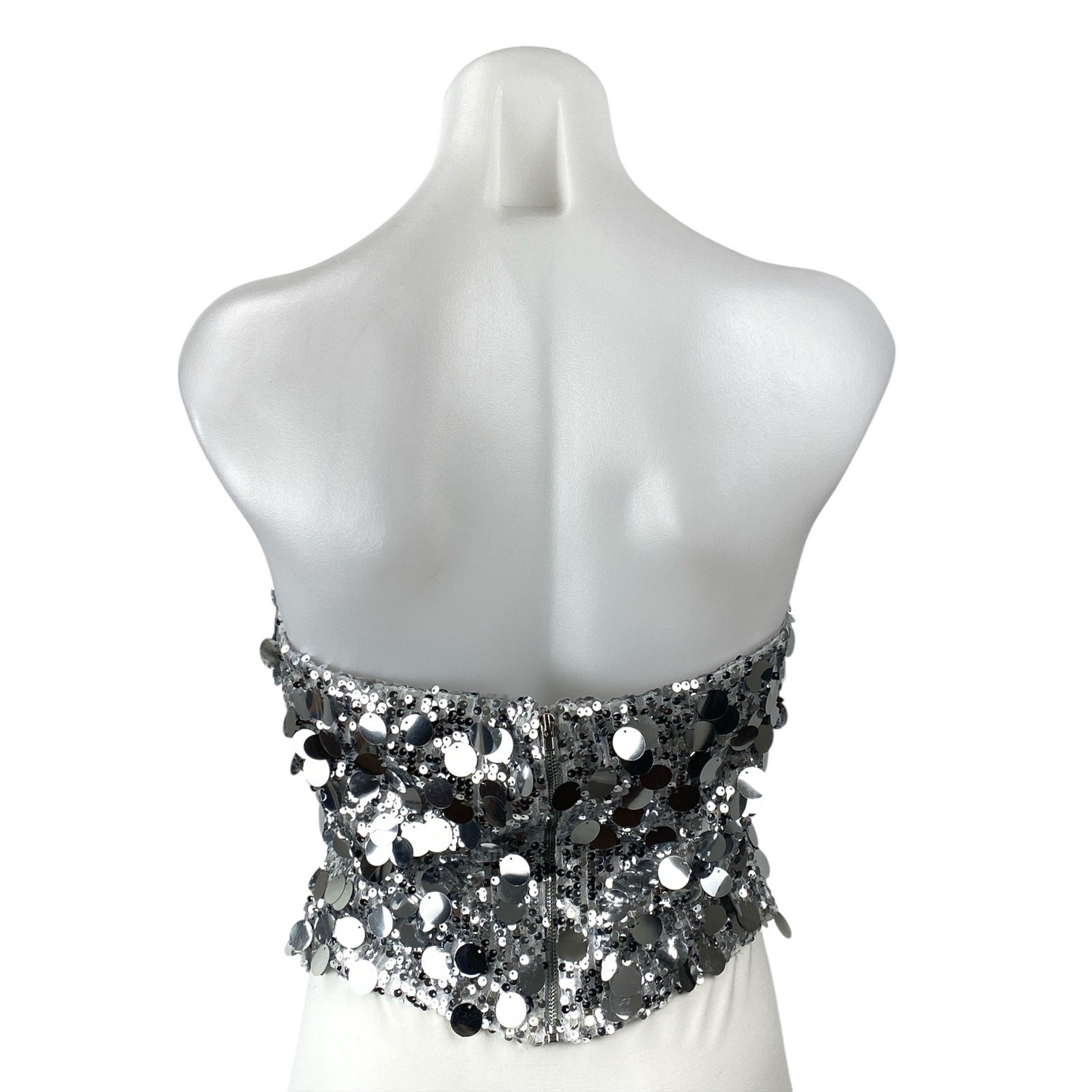 Superdown Women's Silver Sequin Split Hem Sleevel… - image 4