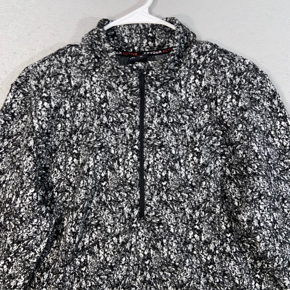 Pullover Spyder Active para mujer XL negro blanco cuarto cremallera elástico polar atlético Foto 3 de 4