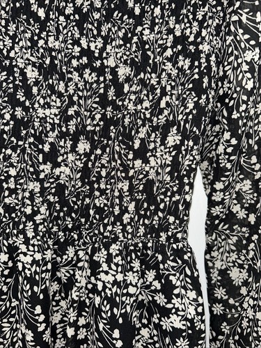 Girls Art Class Square Neck Black/Ivory Pullover LS Floral Dress Size XL 14/16 - Picture 5 of 14