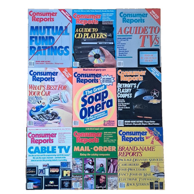 Lot 9 Vtg 1980s Consumer Reports Magazine 1987 Retro Products Cars Electronics