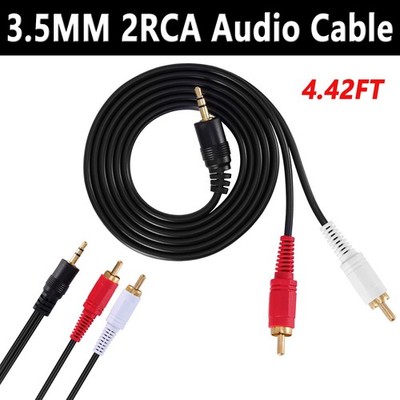 3.5mm Stereo Female Mini Jack to 2 Male RCA to Headphone Plug Adapter Y-Cable