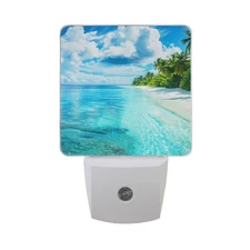 2 Pack Blue Sea Ocean Summer Plug-in LED Nightlight Auto Dusk-to-Dawn Sensor