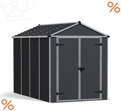 Palram-Canopia Gerätehaus RUBICON 6x10 BxT 185x304 5,6m² Polycarbonat 10mm grau