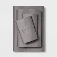 King 400 Thread Count Solid Performance Sheet Set Dark Gray - Threshold