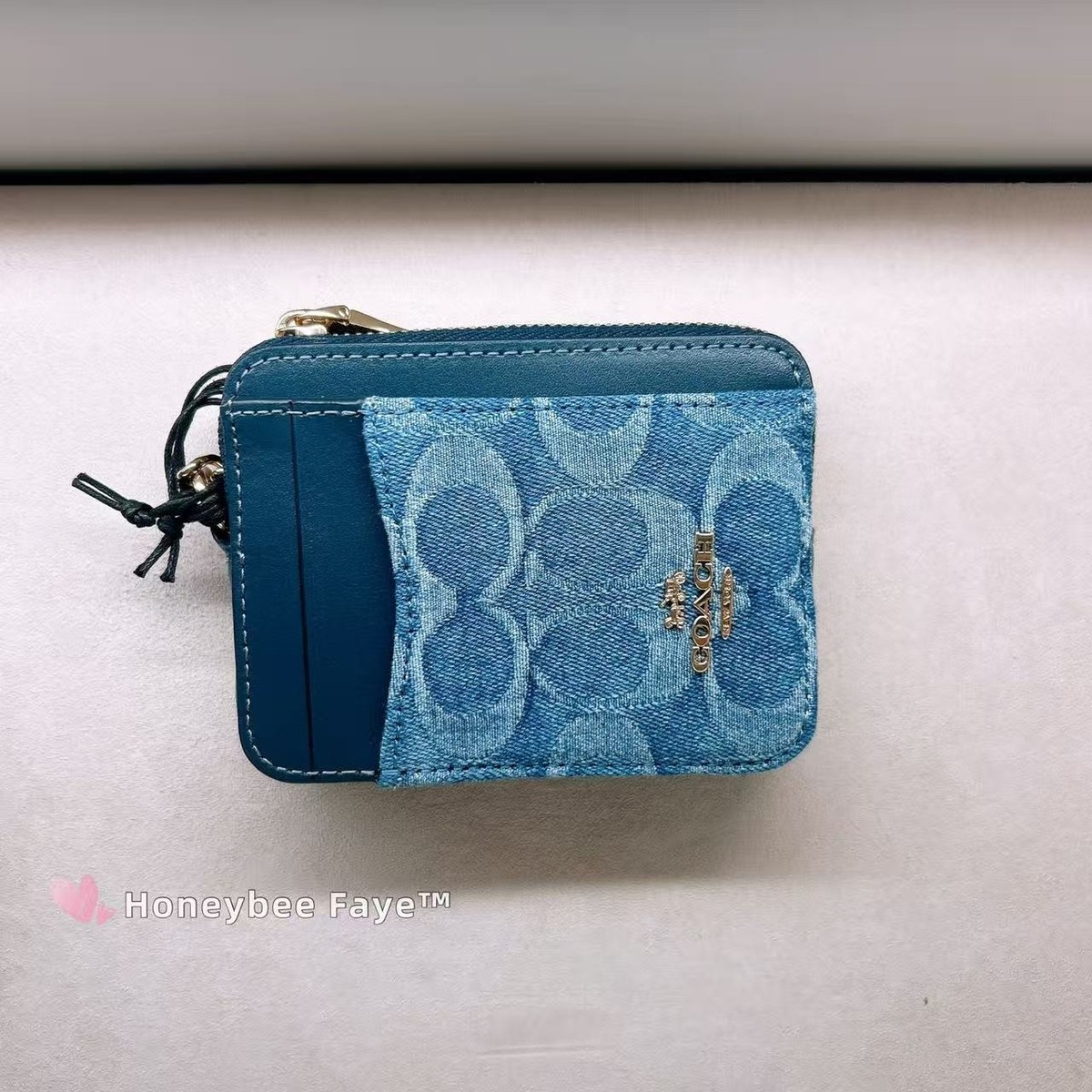 NWT Coach Zip Card Case In Signature Denim/With Quilting CDM29