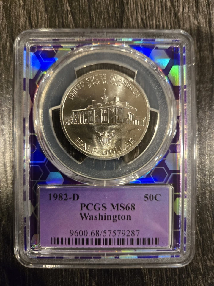 1982-D 50C WASHINGTON SILVER HALF DOLLAR COMMEMORATIVE PCGS MS68 - Image 2 of 2