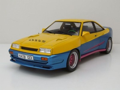 Opel Manta B Mattig ''Manta Manta'' 1991 gelb blau Modellauto 1:18 MCG