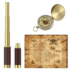 Pirate Monocular Telescope with Treasure Map Pocket Compass - Collapsible Spy...