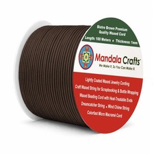 1mm Bistre Brown Cotton Waxed Cord for Jewelry Making, 109 Yards Waxed Cott...