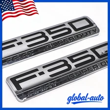 2PCS 3D Fender Silver Black Emblem For F-350 Lariat Super Duty Badge Nameplate