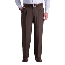 Haggar Classic Fit Pleated Pants Premium Comfort Waist Wrinkle Free Mens 46x29