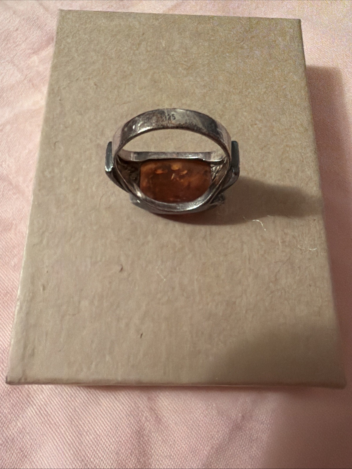 Amber Gemstone Silver Ring - image 6