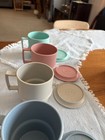 4 Vintage Tupperware Coffee Cups Pastel Colors # 1312 Stackable 8oz — photo 3