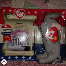 Ty Teenie Beanies Righty the Elephant American Trio Plush 1996 Collectible