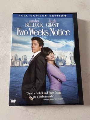 Two Weeks Notice DVD 2002 Full-Screen Sandra Bullock Hugh Grant PG-13