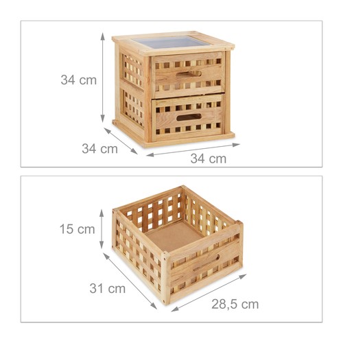 Beistelltisch walnuss Nachttisch Holz Schubladentisch Quadratischer Ablagetisch - Bild 4 von 9