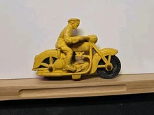 Auburn Rubber Yellow Police Motorcycle with Rider - Vintage 
